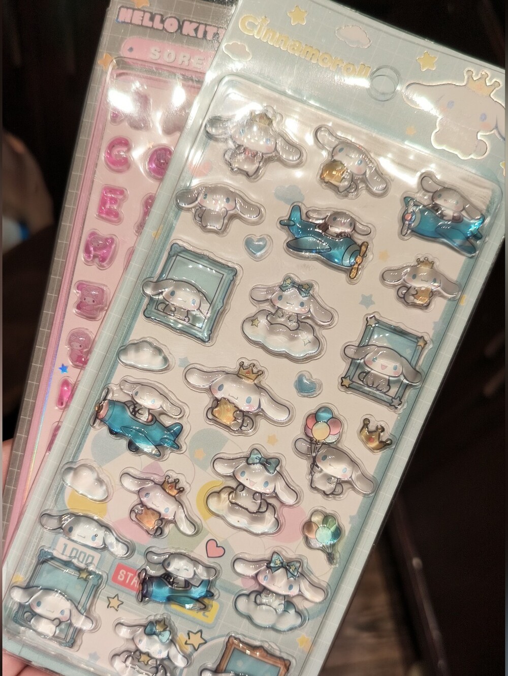 2 Sheet Puffy Sticker - Blue and Pink